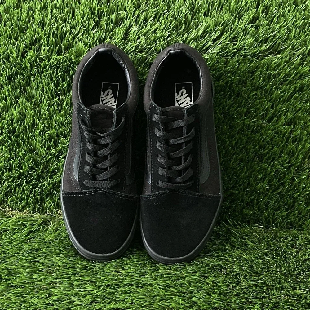 Vans Old Skool Sneaker‎ Shoe Triple Black Suede Canvas Youth Size 3 Sk8
